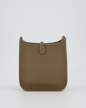 Hermès Mini Evelyne Bag in Etoupe Clemence Leather with Gold Hardware