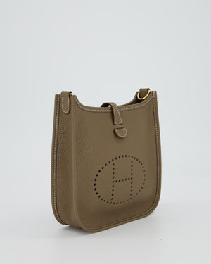 Hermès Mini Evelyne Bag in Etoupe Clemence Leather with Gold Hardware