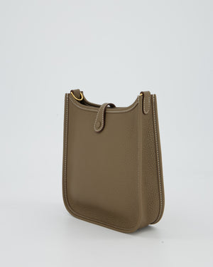 Hermès Mini Evelyne Bag in Etoupe Clemence Leather with Gold Hardware