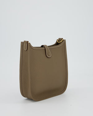 Hermès Mini Evelyne Bag in Etoupe Clemence Leather with Gold Hardware