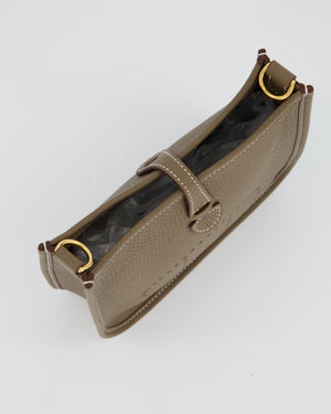 Hermès Mini Evelyne Bag in Etoupe Clemence Leather with Gold Hardware