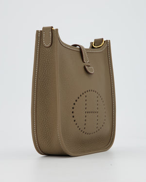Hermès Mini Evelyne Bag in Etoupe Clemence Leather with Gold Hardware