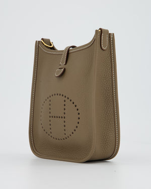 Hermès Mini Evelyne Bag in Etoupe Clemence Leather with Gold Hardware