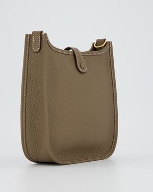 Hermès Mini Evelyne Bag in Etoupe Clemence Leather with Gold Hardware