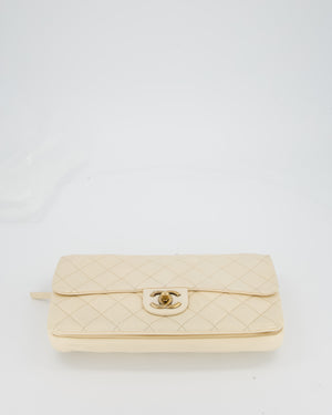Chanel CC Crown Single Flap Bag in Beige Clair Calfskin with Antique Gold Hardware