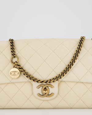 Chanel CC Crown Single Flap Bag in Beige Clair Calfskin with Antique Gold Hardware