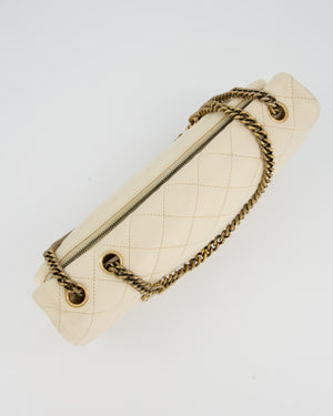 Chanel CC Crown Single Flap Bag in Beige Clair Calfskin with Antique Gold Hardware