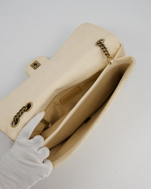 Chanel CC Crown Single Flap Bag in Beige Clair Calfskin with Antique Gold Hardware