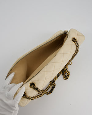 Chanel CC Crown Single Flap Bag in Beige Clair Calfskin with Antique Gold Hardware
