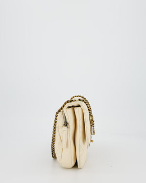 Chanel CC Crown Single Flap Bag in Beige Clair Calfskin with Antique Gold Hardware