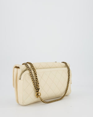 Chanel CC Crown Single Flap Bag in Beige Clair Calfskin with Antique Gold Hardware