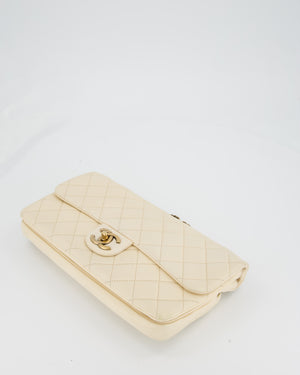 Chanel CC Crown Single Flap Bag in Beige Clair Calfskin with Antique Gold Hardware