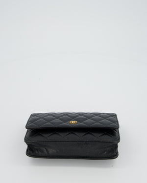 Chanel Black Wallet on Chain Bag in Caviar Leather with Gold Hardware