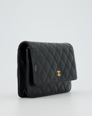 Chanel Black Wallet on Chain Bag in Caviar Leather with Gold Hardware