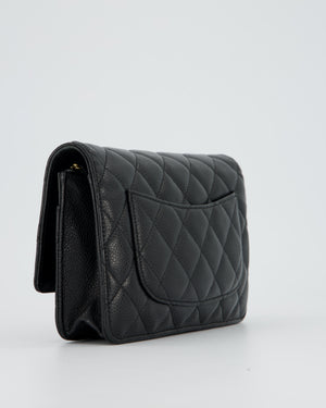 Chanel Black Wallet on Chain Bag in Caviar Leather with Gold Hardware