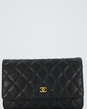 Chanel Black Wallet on Chain Bag in Caviar Leather with Gold Hardware