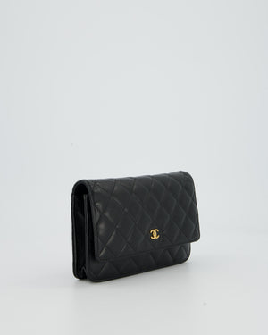 Chanel Black Wallet on Chain Bag in Caviar Leather with Gold Hardware