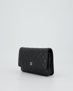 Chanel Black Wallet on Chain Bag in Caviar Leather with Gold Hardware
