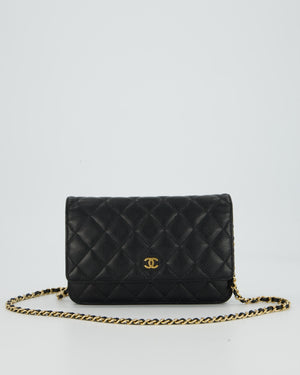 Chanel Black Wallet on Chain Bag in Caviar Leather with Gold Hardware
