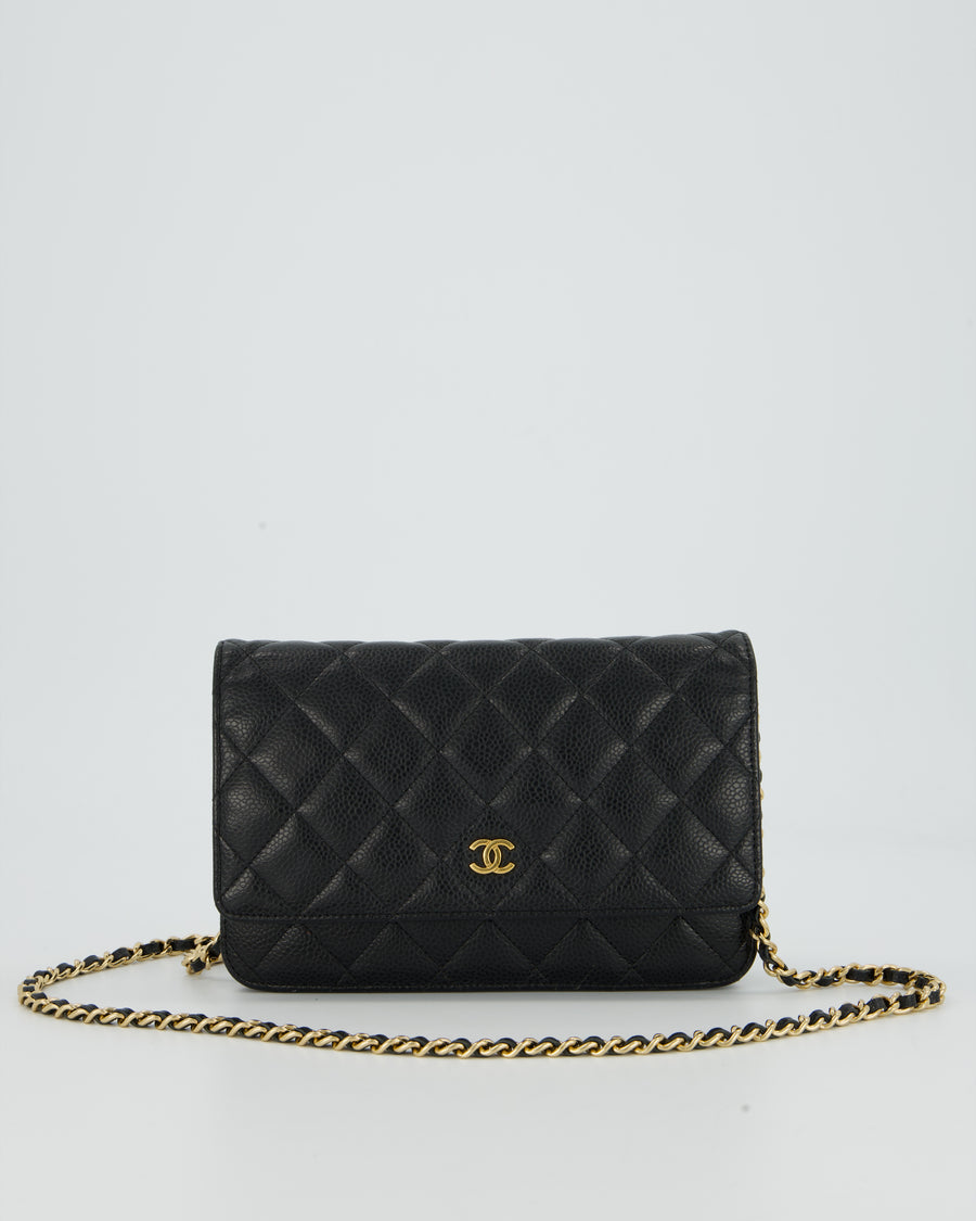 Chanel Black Wallet on Chain Bag in Caviar Leather with Gold Hardware