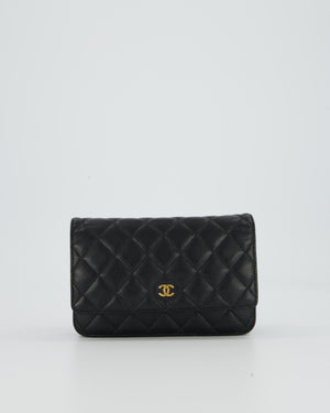 Chanel Black Wallet on Chain Bag in Caviar Leather with Gold Hardware