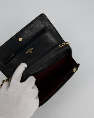 Chanel Black Wallet on Chain Bag in Caviar Leather with Gold Hardware