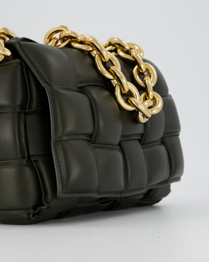 Bottega Veneta Padded Chain Cassette Bag in Forest Green Nappa Leather with Gold Hardware