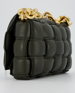 Bottega Veneta Padded Chain Cassette Bag in Forest Green Nappa Leather with Gold Hardware