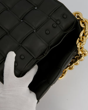 Bottega Veneta Padded Chain Cassette Bag in Forest Green Nappa Leather with Gold Hardware