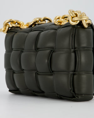Bottega Veneta Padded Chain Cassette Bag in Forest Green Nappa Leather with Gold Hardware