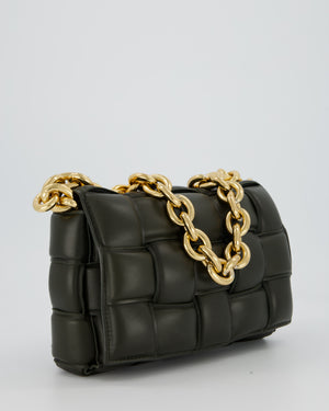 Bottega Veneta Padded Chain Cassette Bag in Forest Green Nappa Leather with Gold Hardware