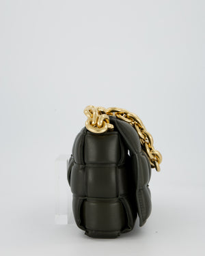 Bottega Veneta Padded Chain Cassette Bag in Forest Green Nappa Leather with Gold Hardware