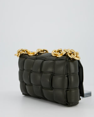 Bottega Veneta Padded Chain Cassette Bag in Forest Green Nappa Leather with Gold Hardware