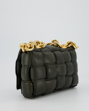 Bottega Veneta Padded Chain Cassette Bag in Forest Green Nappa Leather with Gold Hardware
