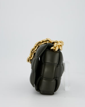 Bottega Veneta Padded Chain Cassette Bag in Forest Green Nappa Leather with Gold Hardware
