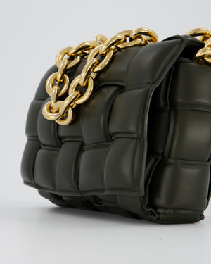 Bottega Veneta Padded Chain Cassette Bag in Forest Green Nappa Leather with Gold Hardware
