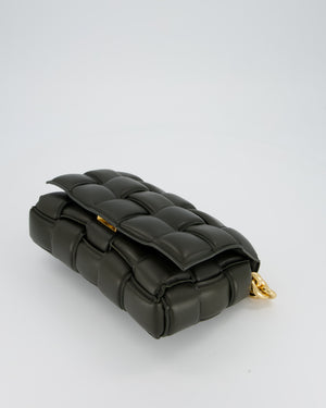 Bottega Veneta Padded Chain Cassette Bag in Forest Green Nappa Leather with Gold Hardware