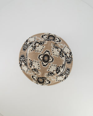 Christian Dior Beige and Black Floral Print D-Bobby Bucket Hat Size 57 RRP £680