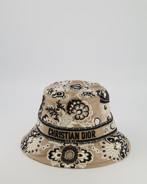 Christian Dior Beige and Black Floral Print D-Bobby Bucket Hat Size 57 RRP £680