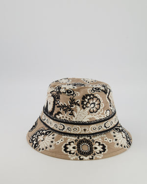 Christian Dior Beige and Black Floral Print D-Bobby Bucket Hat Size 57 RRP £680