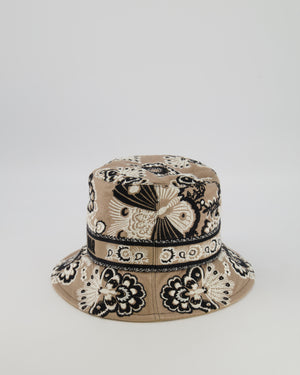 Christian Dior Beige and Black Floral Print D-Bobby Bucket Hat Size 57 RRP £680
