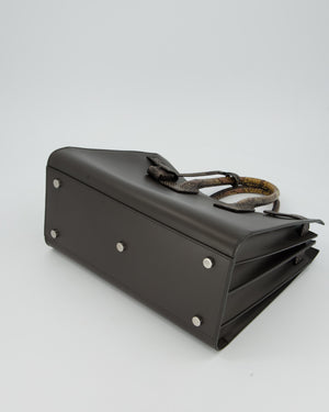 Saint Laurent Brown Calfskin Leather Small Sac De Jour Bag with Python Details and Silver Hardware