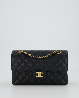 Chanel Black Small Classic Double Flap Bag in Caviar Leather with Gold Hardware