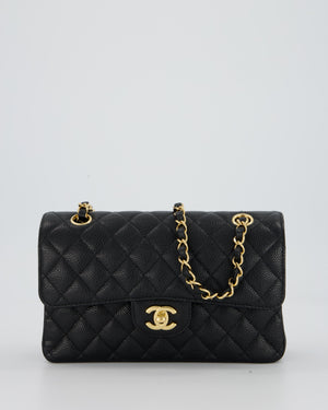 Chanel Black Small Classic Double Flap Bag in Caviar Leather with Gold Hardware