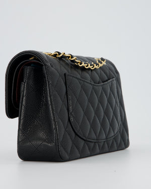 Chanel Black Small Classic Double Flap Bag in Caviar Leather with Gold Hardware