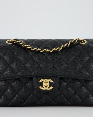 Chanel Black Small Classic Double Flap Bag in Caviar Leather with Gold Hardware