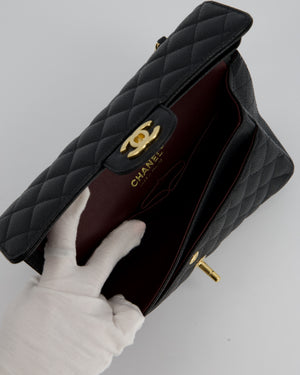 Chanel Black Small Classic Double Flap Bag in Caviar Leather with Gold Hardware