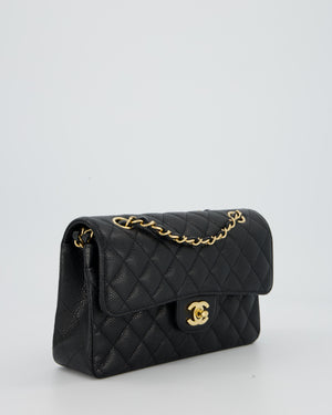 Chanel Black Small Classic Double Flap Bag in Caviar Leather with Gold Hardware
