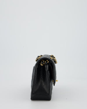 Chanel Black Small Classic Double Flap Bag in Caviar Leather with Gold Hardware