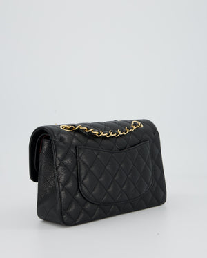 Chanel Black Small Classic Double Flap Bag in Caviar Leather with Gold Hardware